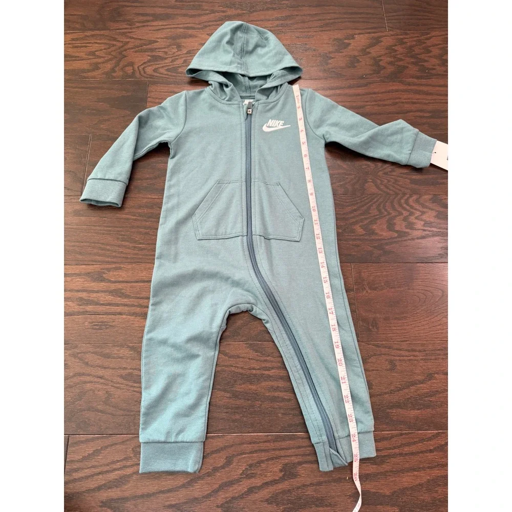 Nike Baby Mineral Slate Green Hooded Full Zip Coverall Romper 18M 66F814-G3S